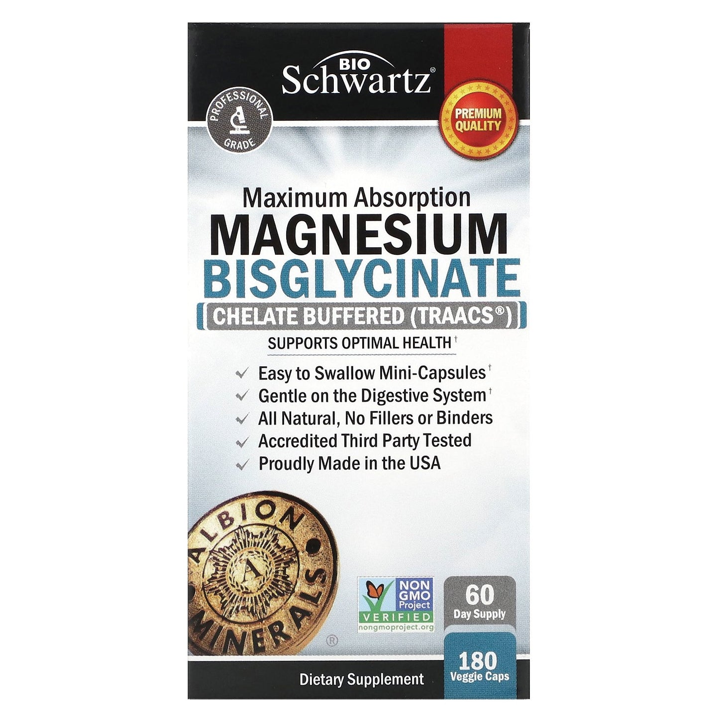 BioSchwartz, Maximum Absorption Magnesium Bisglycinate, 180 Veggie Caps