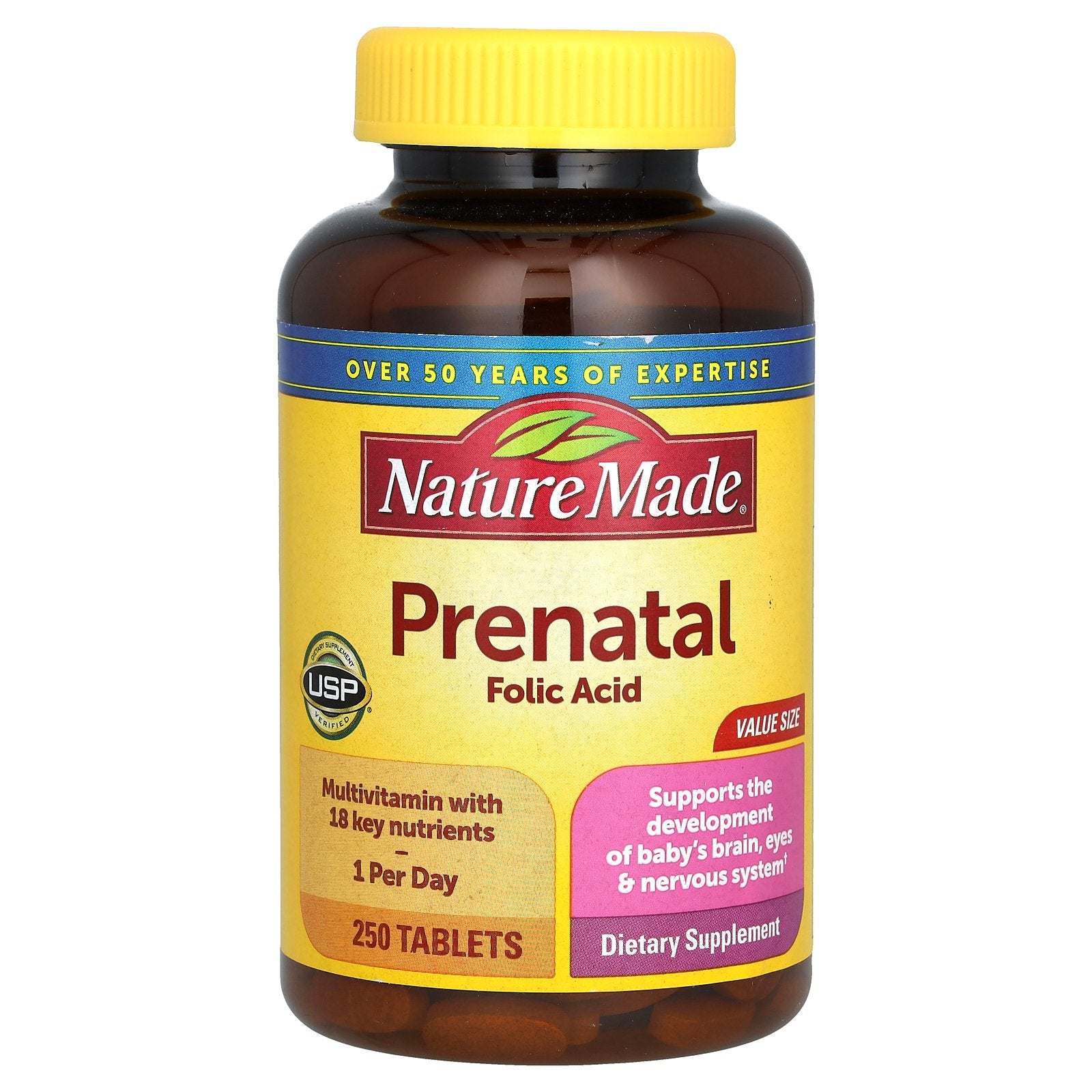 Nature Made, Prenatal Folic Acid, 250 Tablets