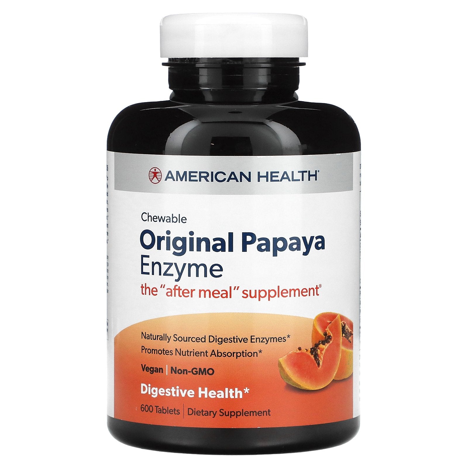 American Health, Original Chewable Papaya Enzyme, 45 mg, 600 Tablets (15 mg per Tablet)