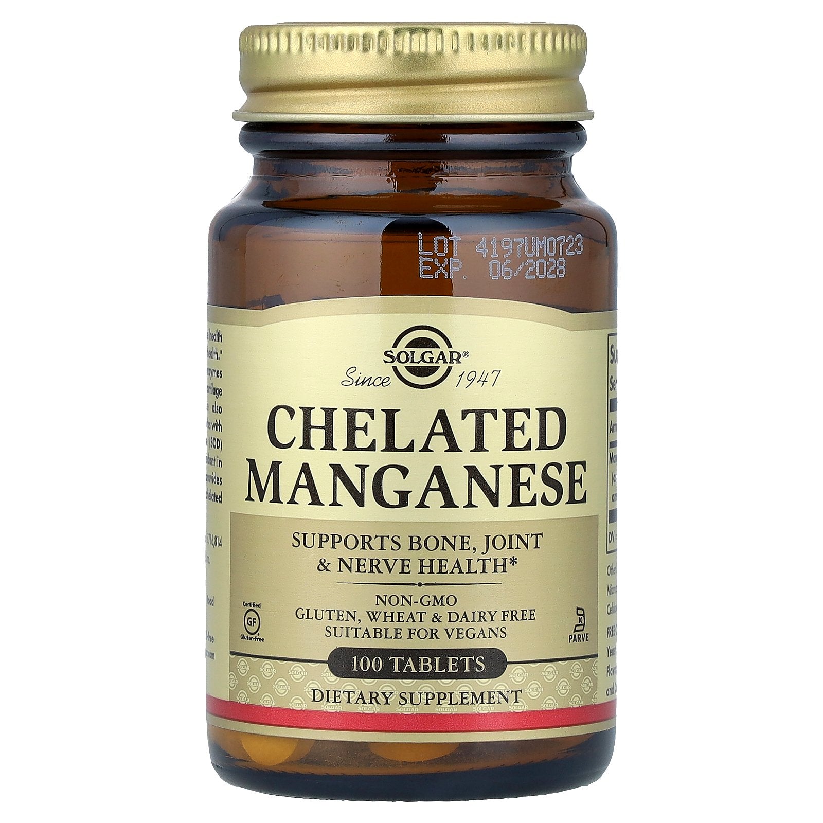 Solgar, Chelated Manganese, 100 Tablets (8 mg per Tablet)