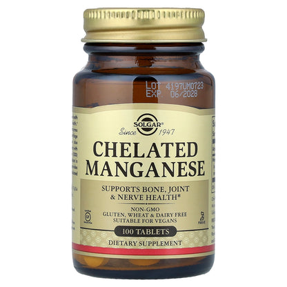 Solgar, Chelated Manganese, 100 Tablets (8 mg per Tablet)