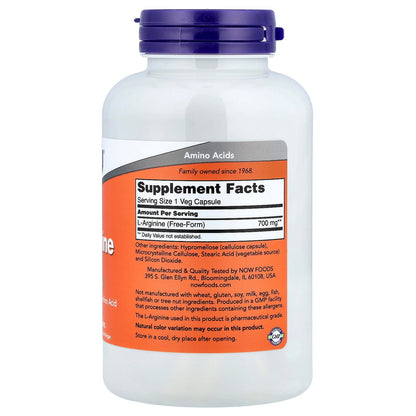 NOW Foods, L-Arginine, 700 mg, 180 Veg Capsules