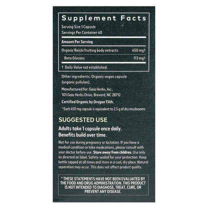 Gaia Herbs, Reishi Mushroom, 40 Vegan Capsules