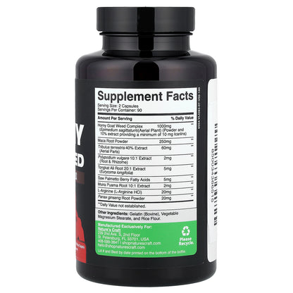 Nature's Craft, Horny Goat Weed, Xxtra Strength Herbal Complex, 180 Capsules