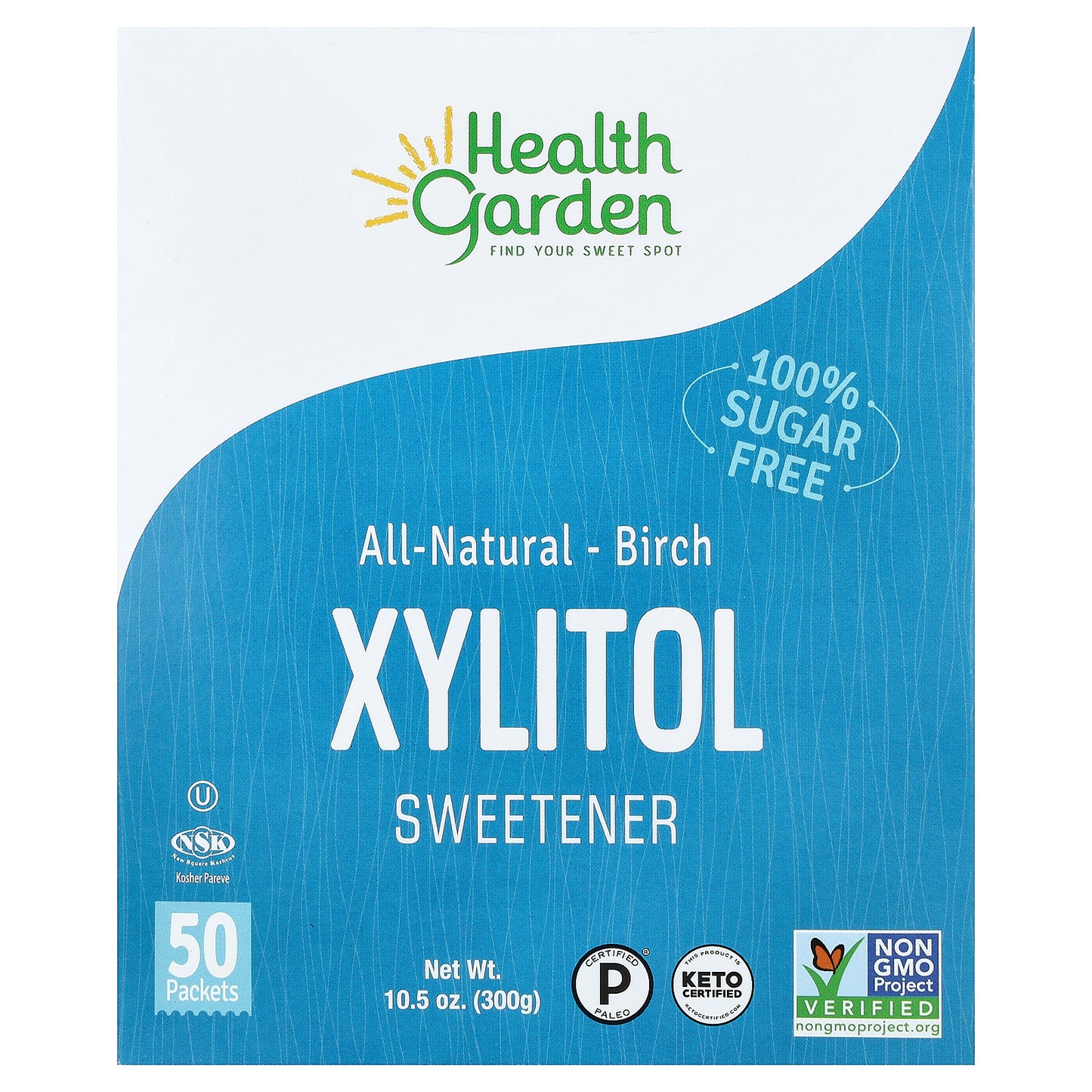 Health Garden, All Natural Birch Xylitol Sweetener, 50 Packets, 0.21 oz (6 g) Each