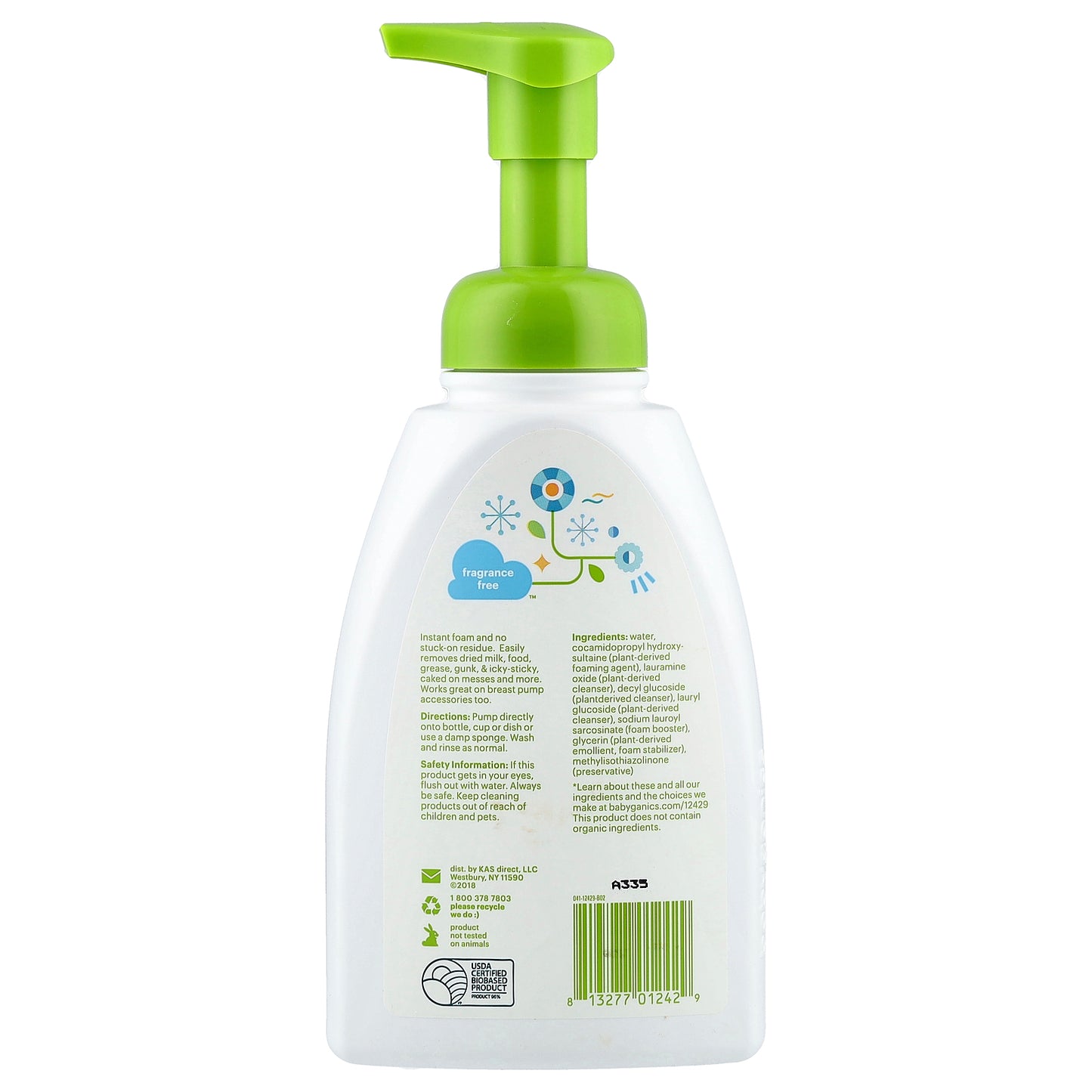 Babyganics, Foaming Dish + Bottle Soap, Fragrance Free, 16 fl oz (473 ml)