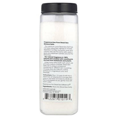 One with Nature, Dead Sea Spa, Mineral Salts, Detox, Fragrance Free, 32 oz (907 g)