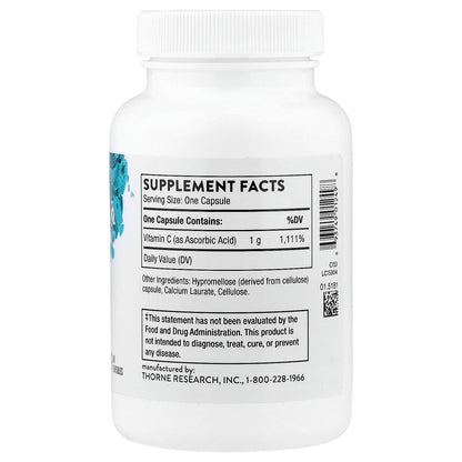 Thorne, Vitamin C as Ascorbic Acid, 60 Capsules (1 g per Capsule)