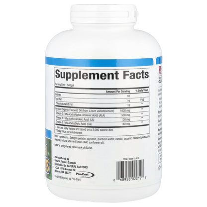 Natural Factors, OmegaFactors®, Flaxseed Oil, 1,000 mg, 360 Softgels