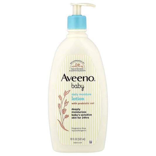 Aveeno, Baby, Daily Moisture Lotion with Prebiotic Oat, Fragrance Free, 18 fl oz (532 ml)