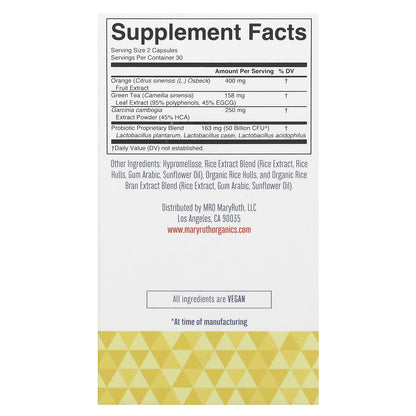 MaryRuth's, Probiotic Weight+ Management, 50 Billion CFU, 60 Capsules