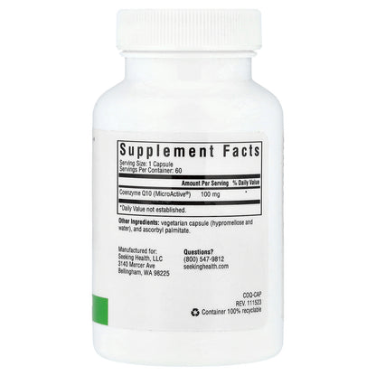 Seeking Health, CoQ10, 100 mg, 60 Vegetarian Capsules