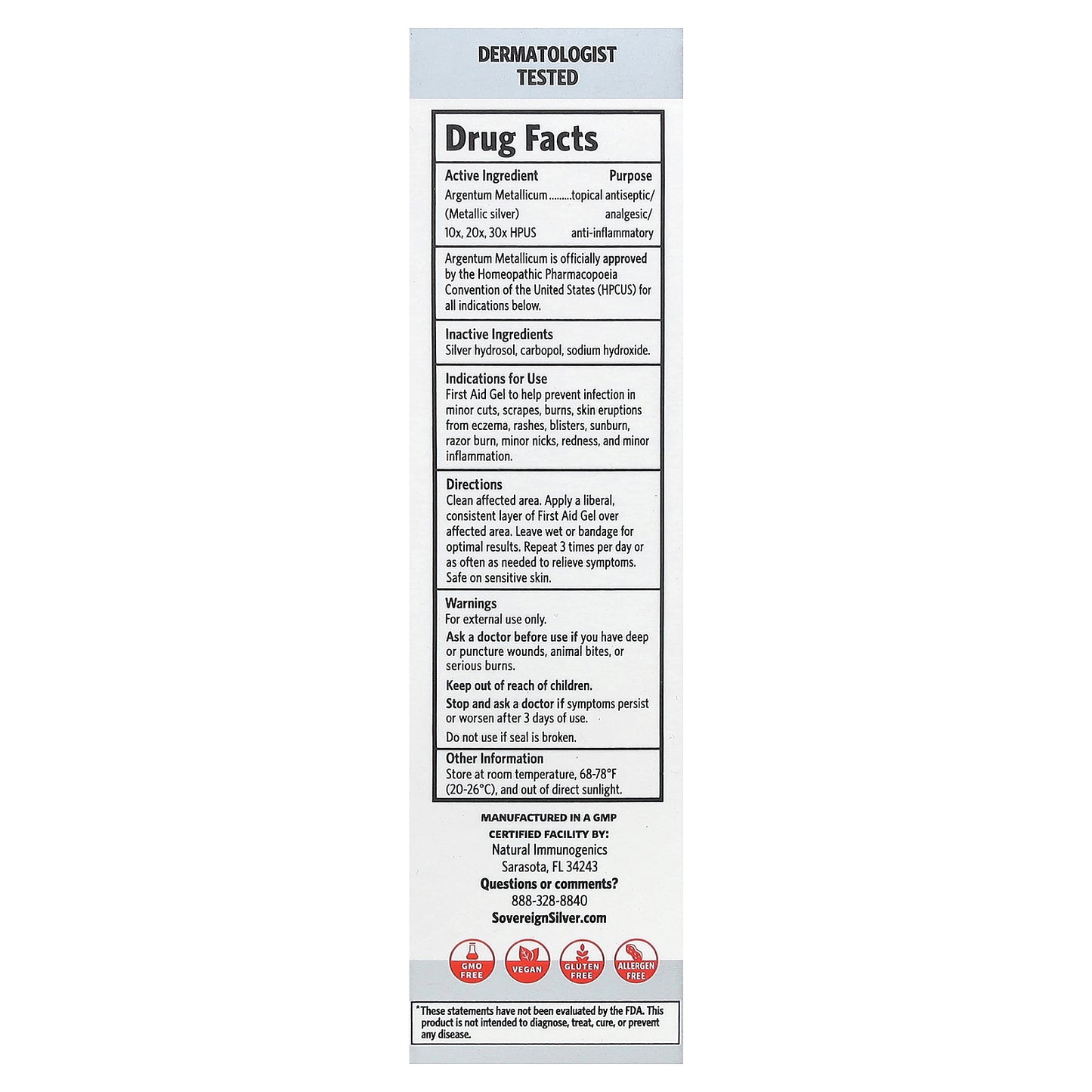 Sovereign Silver, First Aid Gel, 0.5 fl oz (14.5 ml)