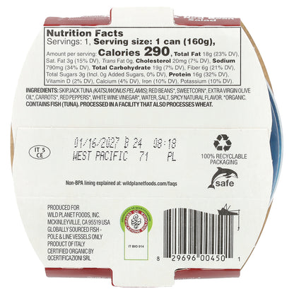 Wild Planet, Wild Tuna & Red Bean Salad, 5.6 oz (160 g)