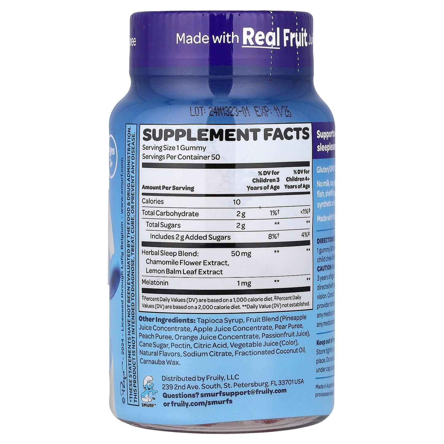 The Smurfs, Kids Gummy, Restful Sleep, Ages 3+, Smurf Berry, 50 Gummies
