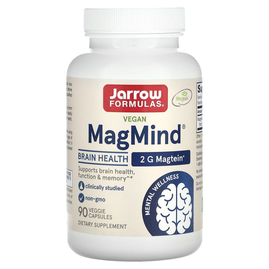 Jarrow Formulas, Vegan MagMind®, Brain Health, 90 Veggie Capsules (48 mg per Capsule)