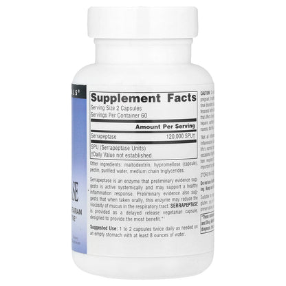 Source Naturals, Serrapeptase, 120 Capsules (60,000 SPU Per Capsule)
