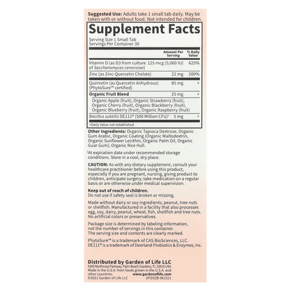 Garden of Life, Vitamin D3 & Zinc, 30 Small Tabs