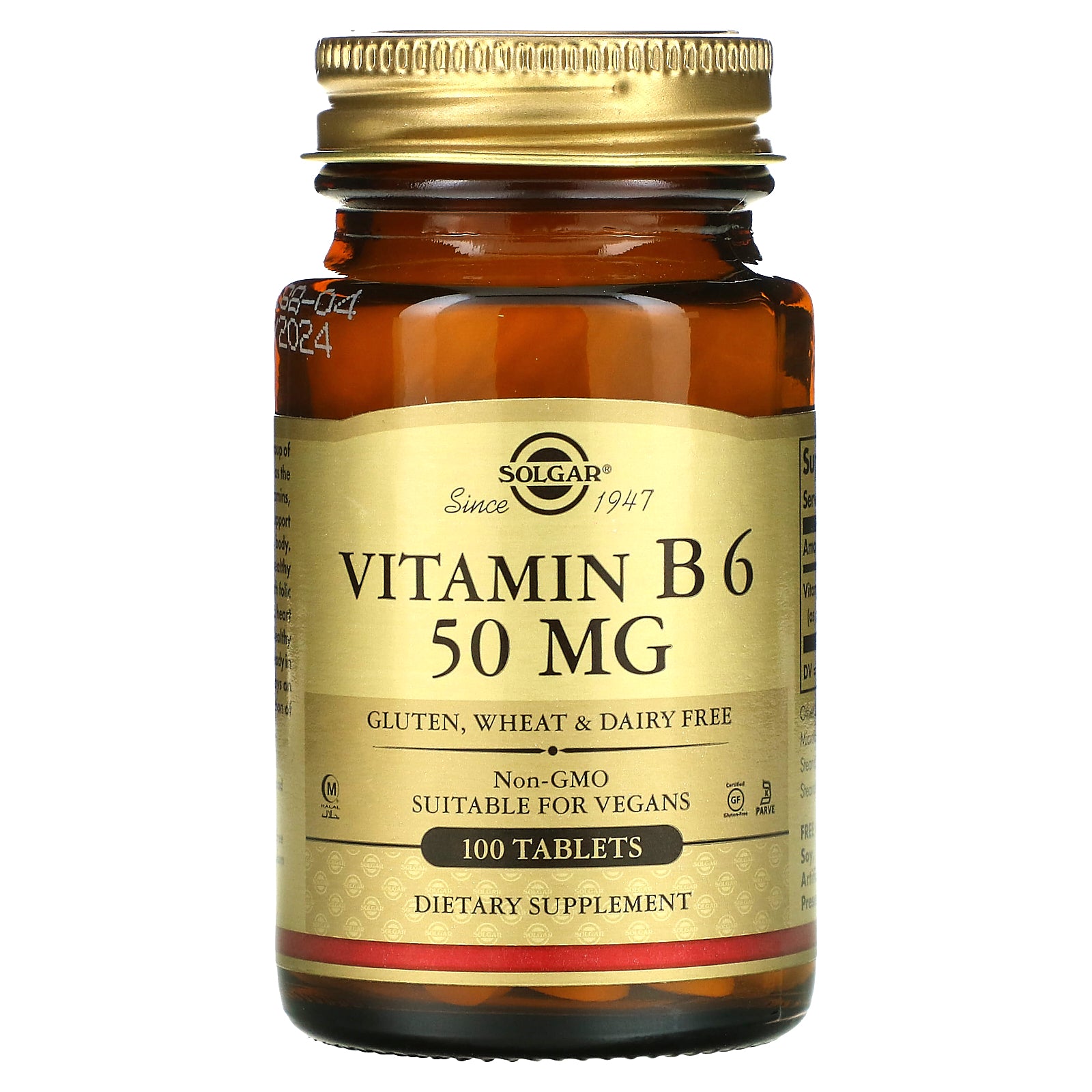 Solgar, Vitamin B6, 50 mg, 100 Tablets