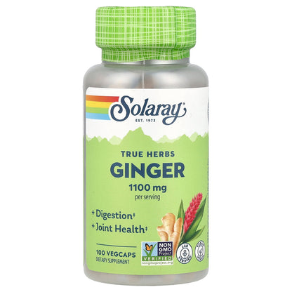 Solaray, True Herbs, Ginger, 100 VegCaps (550 mg per Capsule)