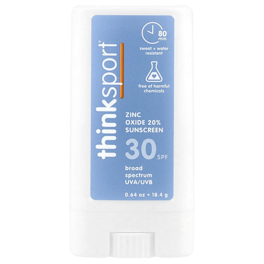 think, Sport®, Zinc Oxide 20% Sunscreen Stick, SPF 30, Fragrance Free, 0.64 oz (18.4 g)