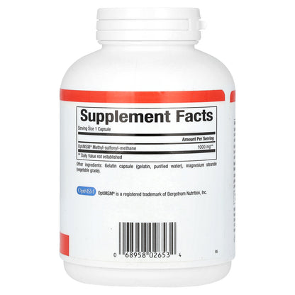 Natural Factors, MSM, Methyl-Sulfonyl-Methane, 1,000 mg, 180 Capsules