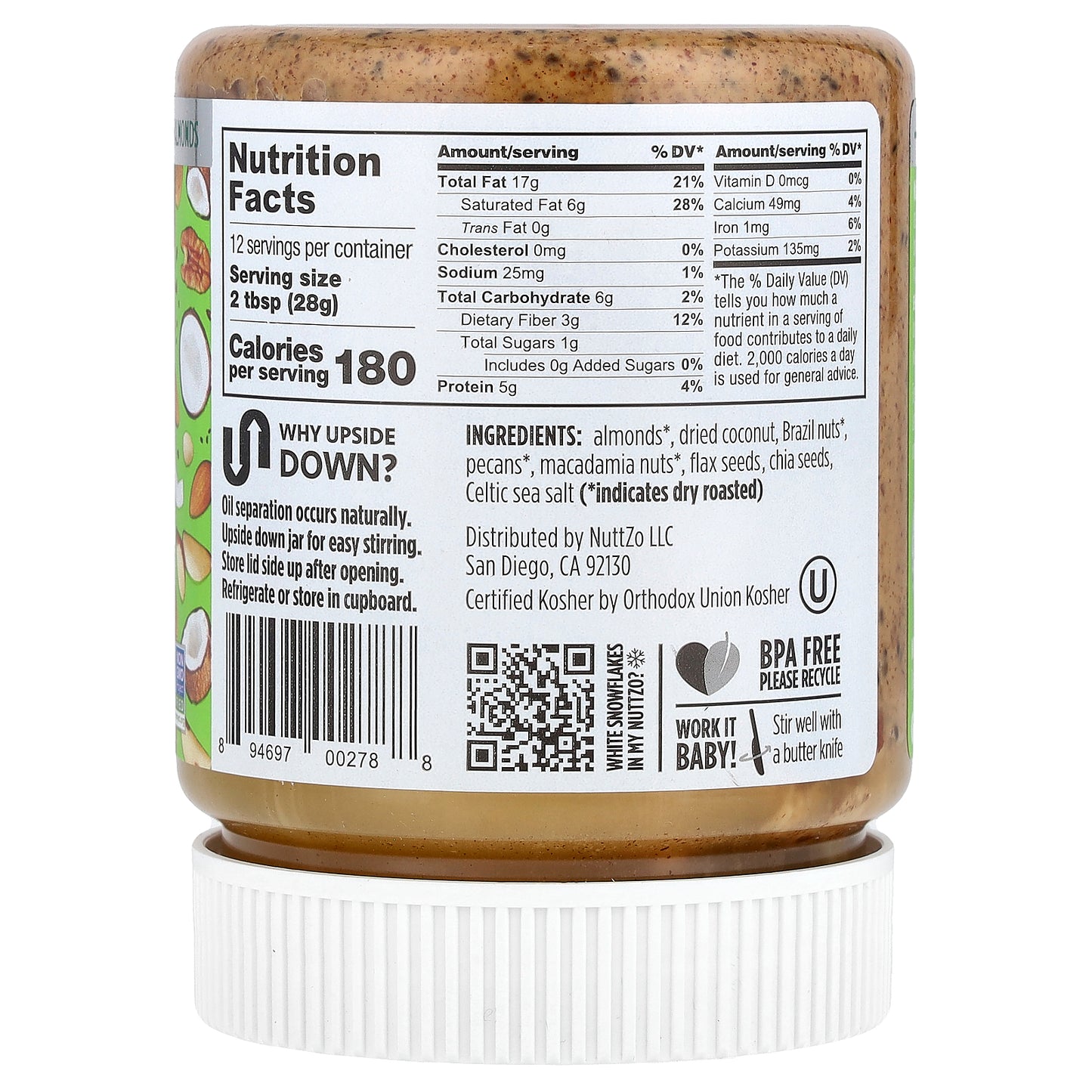 Nuttzo, Keto, 7 Nut & Seed Butter, Crunchy, 12 oz (340 g)