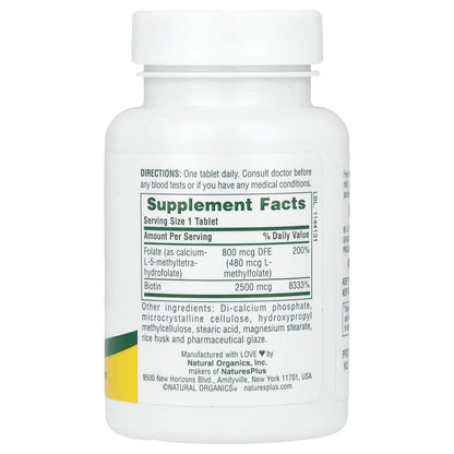 NaturesPlus, Sustained Release Biotin & Folate, 30 Tablets