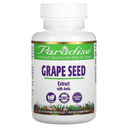 Paradise Herbs, Grape Seed Extract with Amla, 90 Vegetarian Capsules