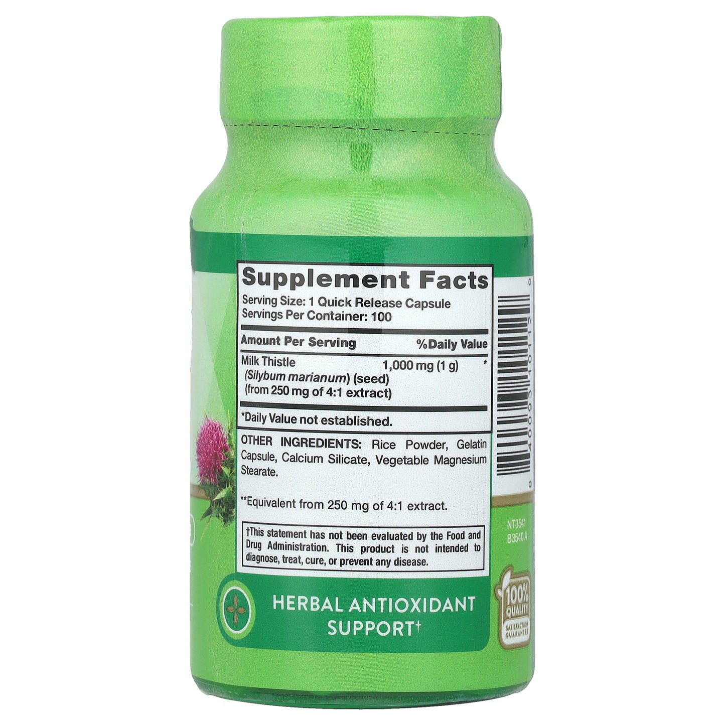 Nature's Truth, Milk Thistle Seed, 1,000 mg, 100 Quick Release Capsules