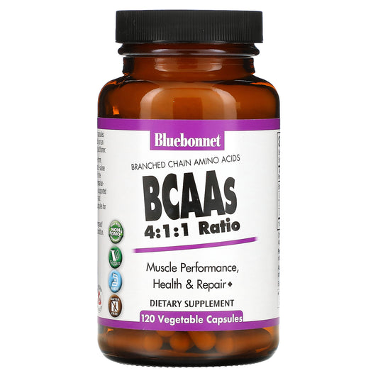 Bluebonnet Nutrition, BCAAs 4:1:1 Ratio, 120 Vegetable Capsules