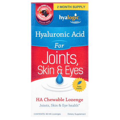Hyalogic, Hyaluronic Acid For Joints, Skin & Eyes, Mixed Berry, 60 Lozenges