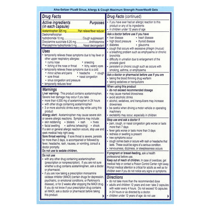 Alka-Seltzer Plus, PowerMax® Gels, Sinus, Allergy & Cough, Maximum Strength, 24 Liquid Gels