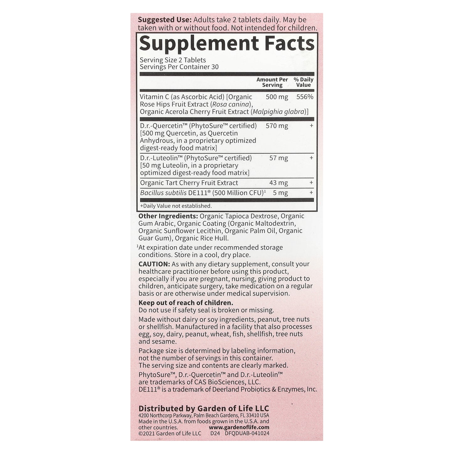 Garden of Life, Dr. Formulated, Quercetin Drop Uric Acid, 500 mg, 60 Vegan Tablets