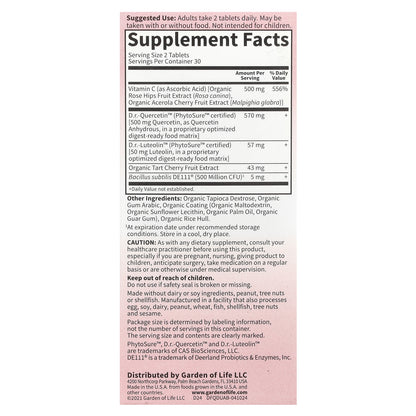Garden of Life, Dr. Formulated, Quercetin Drop Uric Acid, 500 mg, 60 Vegan Tablets