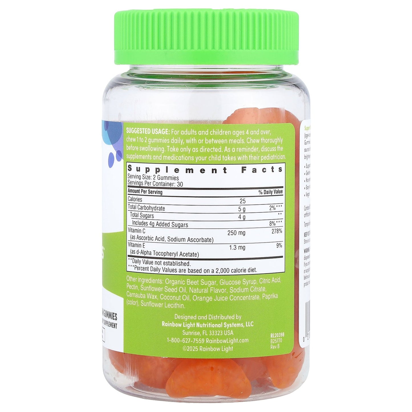 Rainbow Light, Vitamin C Slices™ + Vitamin E, Citrus, 60 Vegan Gummies
