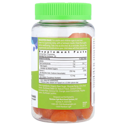 Rainbow Light, Vitamin C Slices™ + Vitamin E, Citrus, 60 Vegan Gummies
