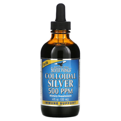 Natural Path Silver Wings, Colloidal Silver, Extra Strength, 500 PPM, 4 fl oz (120 ml)