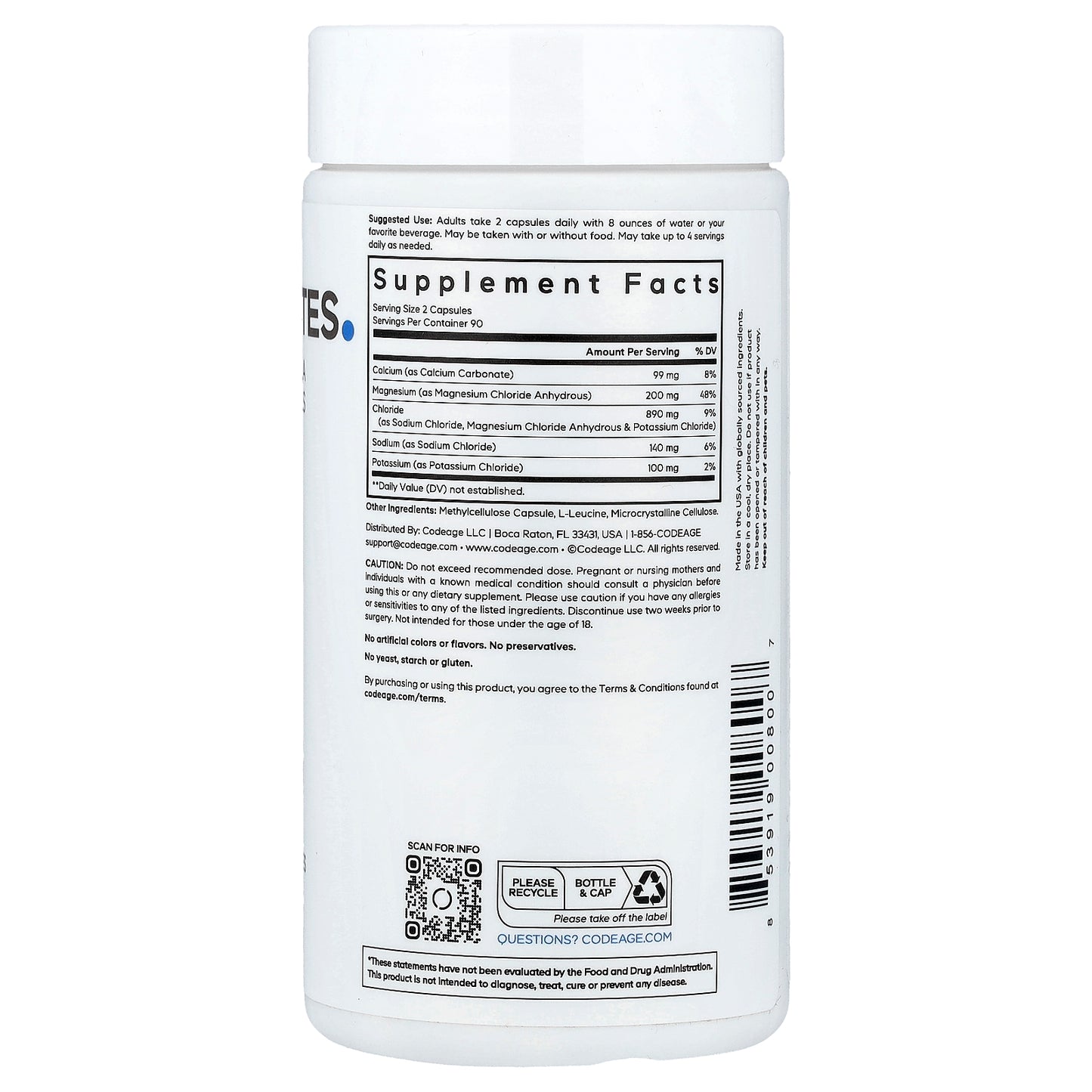 Codeage, Keto Electrolytes, 180 Vegetable Capsules