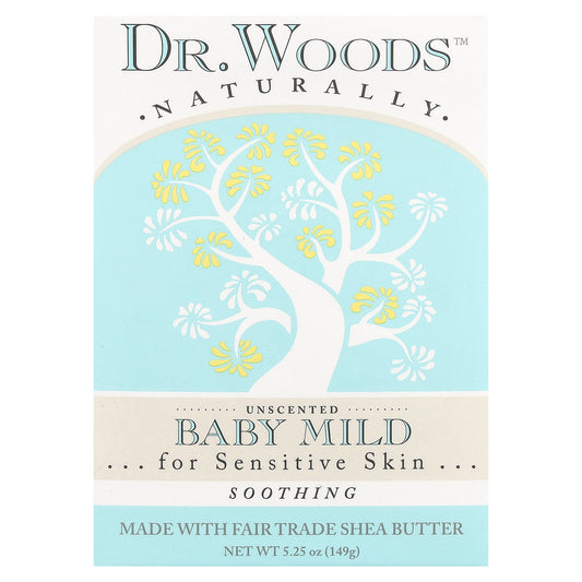 Dr. Woods, Baby Mild Bar Soap, Sensitive Skin, Unscented, 5.25 oz (149 g)