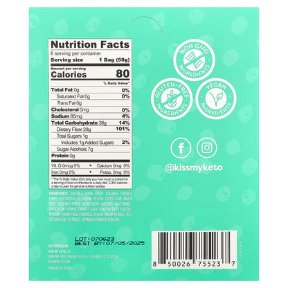 Kiss My Keto, Gummy Candy, Watermelon Slices, 6 Bags, 1.76 oz (50 g) Each