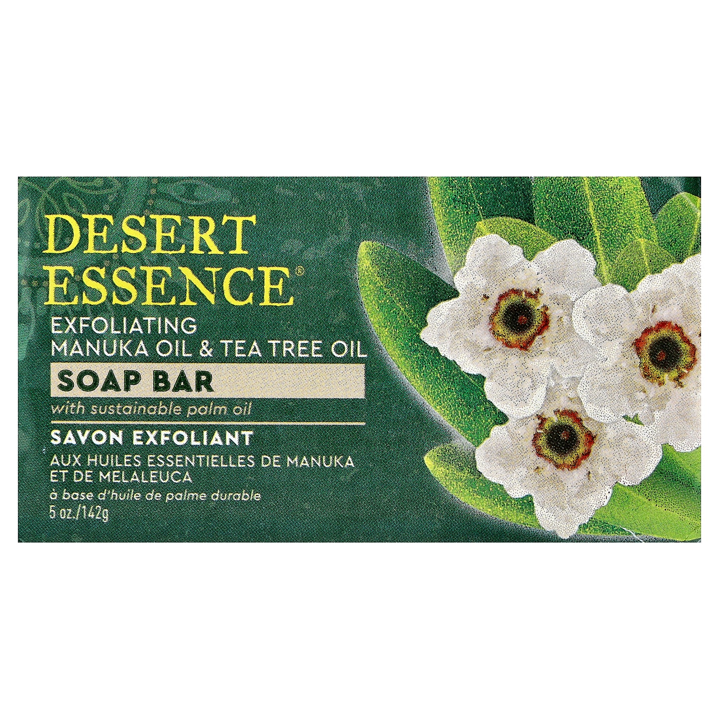 Desert Essence, Exfoliating Manuka Oil & Tea Tree Oil Soap Bar, 5 oz (142 g)