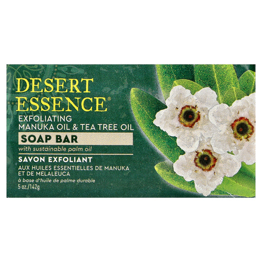 Desert Essence, Exfoliating Manuka Oil & Tea Tree Oil Soap Bar, 5 oz (142 g)