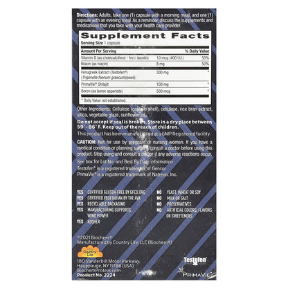 Biochem, TEST, Natural Testosterone Booster, 60 Vegetarian Capsules