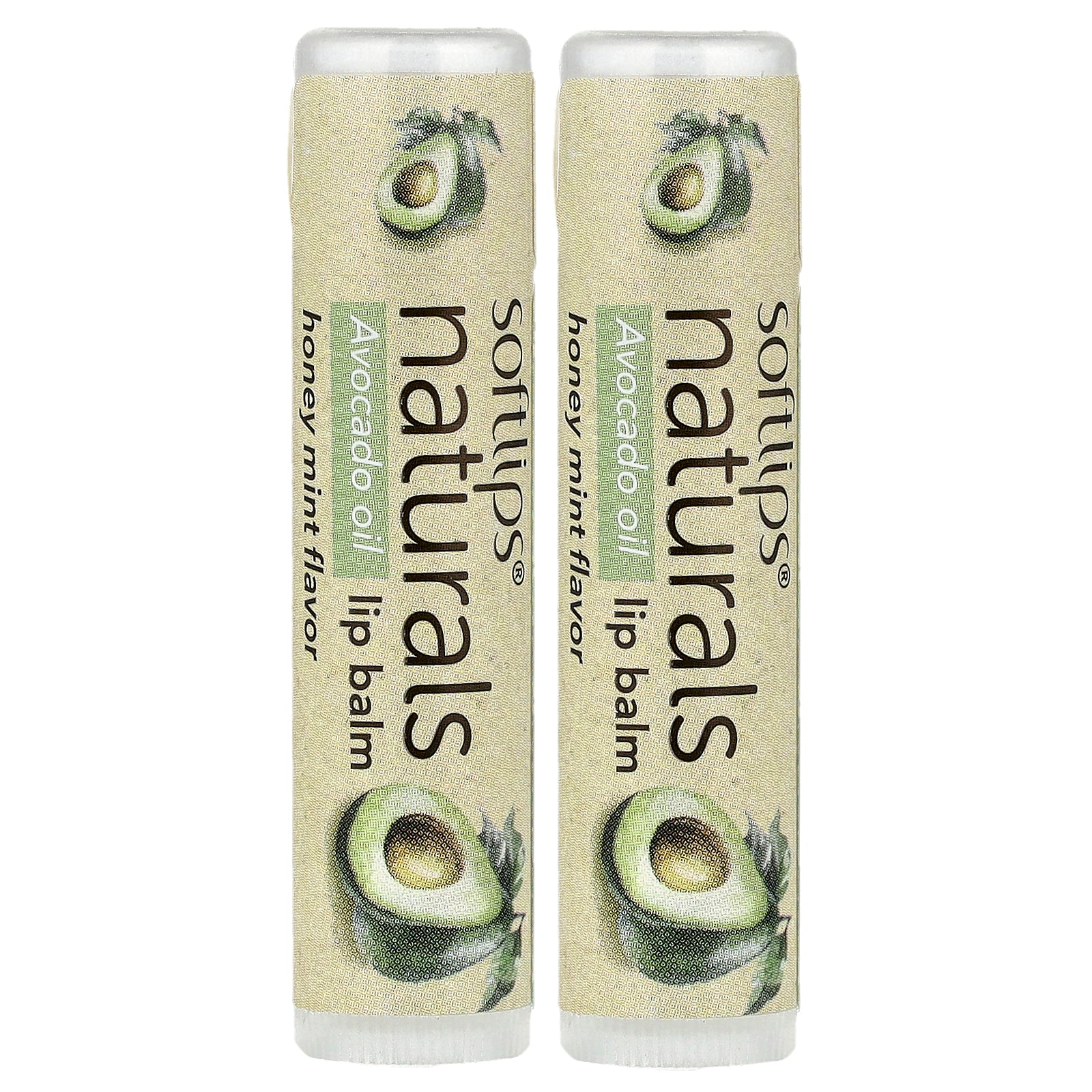 Softlips, Naturals Lip Balm with Avocado Oil, Honey Mint, 2 Sticks, 0.15 oz (4.2 g) Each
