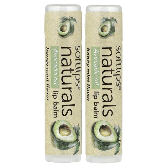 Softlips, Naturals Lip Balm with Avocado Oil, Honey Mint, 2 Sticks, 0.15 oz (4.2 g) Each