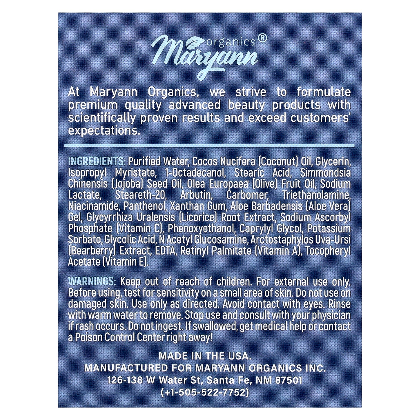 MaryAnn Organics, Radiance, Vitamin C Complex, Retinol & Antioxidants , 1.7 fl oz (50 ml)