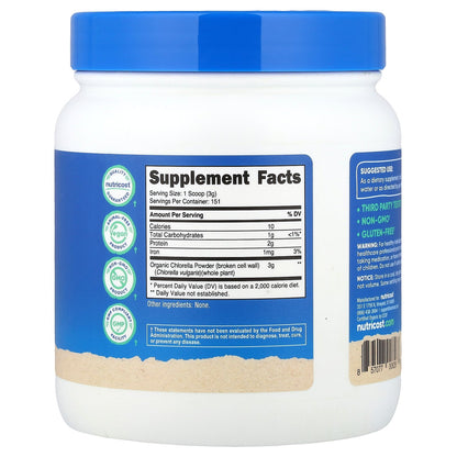 Nutricost, Organic Chlorella Powder, Unflavored , 16.2 oz (454 g)