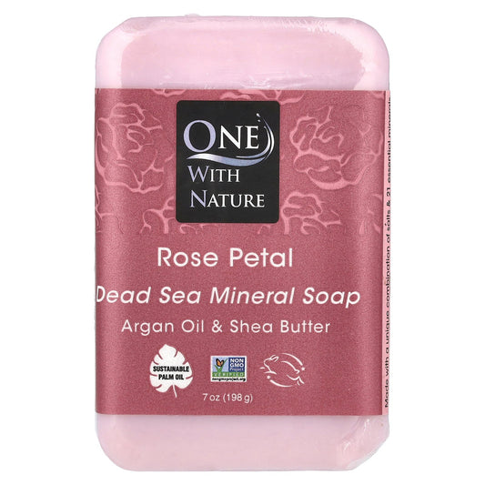 One with Nature, Dead Sea Mineral Bar Soap, Rose Petal, 7 oz (198 g)