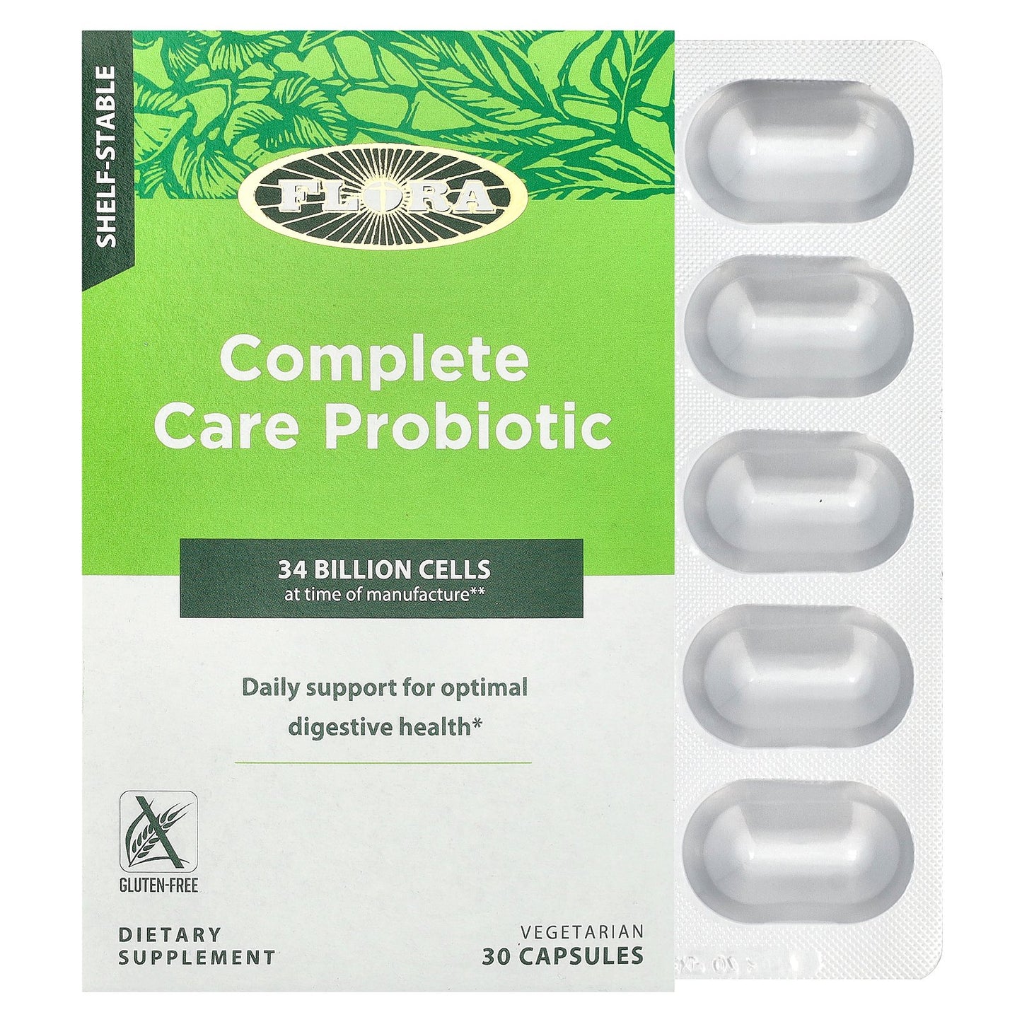 Flora, Complete Care Probiotic, 34 Billion CFU, 30 Vegetarian Capsules